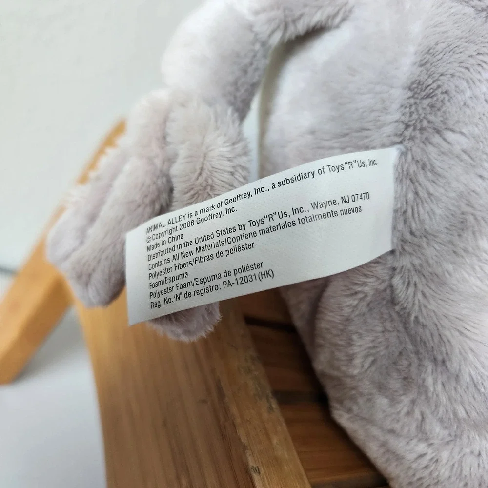 Vintage 2008 Plush Stuffed Animal Alley‎ Toys R Us Gray Pink Large Baby Elephant